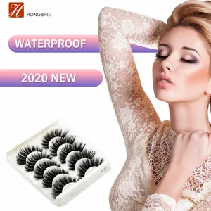 Lot de 5 paires de faux cils 3D-52 en fibres synthétiques avec courbure volumineuse
