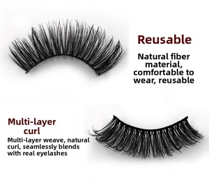 Détail de 5 paires de faux cils 3D multicouches avec une texture croisée bouclée et naturelle