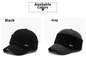 Close-up of winter baseball cap featuring warm knitted ear flaps and Vashion logo