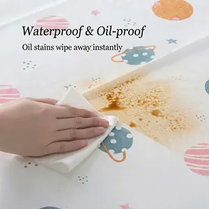 Waterproof and oil-proof refrigerator cover with colorful stars and planet patterns