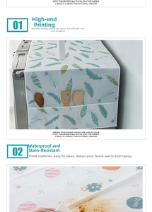 Detail of waterproof PEVA refrigerator cover with side pockets and cosmic star prints