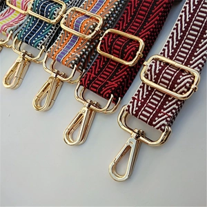 Ethnic style adjustable shoulder straps for handbags with geometric woven patterns