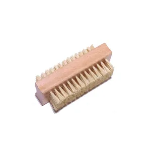Double-sided wooden nail brush with natural bristles for deep hand and finger cleaning