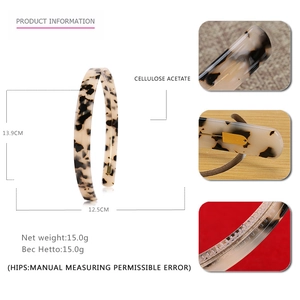 Minimalist 1.5cm leopard print cellulose acetate headband for women with sleek finish