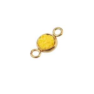 Close-up of a 6mm vacuum gold-plated stainless steel pendant connector with yellow glitter