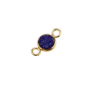 Macro shot of 6mm vacuum gold-plated stainless steel connector with blue crystal stone