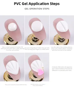 Stappenplan in 5 fasen voor het vormen van 3D PVC-nagelgel met schelpatroontextuur