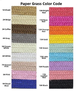 Cartella colori con 18 tonalità di nastri in paglia per cappelli da sole estivi