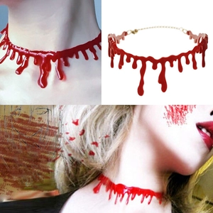 Halloween blutige Halskette mit realistischen roten Bluttropfen für Party Kostüm Dekoration