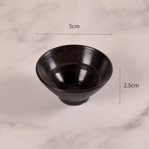 Miniature black ceramic bowl for dollhouse DIY kitchen with 5cm diameter size