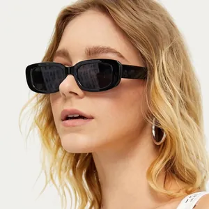 Retro small square black sunglasses for women featuring durable metal hinges