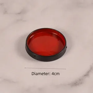 Miniature red translucent kitchen lid with black matte edge for DIY dollhouse, 4cm diameter