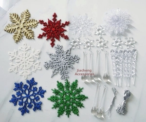 Glittering multi-colored snowflake pendants and icicle ornaments set for Christmas decor