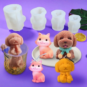 Teddy Dog And Cat 3D Silicone Mold For DIY Ice Cube Cake Chocolate Soap Candle Handmade Craft Tool