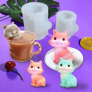 DIY silicone mold for cute cat-shaped ice cubes and scented candles with fine texture