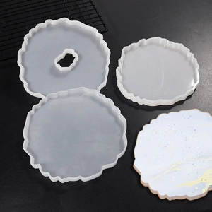 Three-piece set of irregular silicone molds for DIY resin coasters and decorative trays