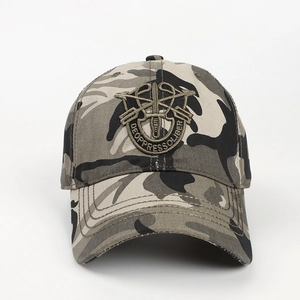Camouflage Baseballkappe mit Spezialeinheiten-Stickerei auf schwarz-grauem Canvas