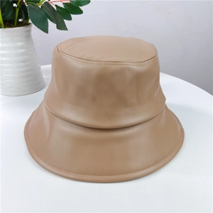 Khaki PU-Leder Anglerhut mit breiter Krempe und feiner Naht für den Winter