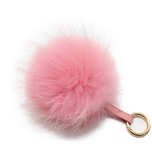 Porte-Clés Pompon En Fourrure De Renard Et Raton Laveur Pendentif De Sac Avec Lanière En Cuir Et Anneau Métallique