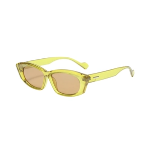Chic retro small frame cat eye sunglasses with yellow translucent jelly texture frames