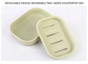 Détail du porte-savon double couche amovible avec trous de drainage et base de collecte