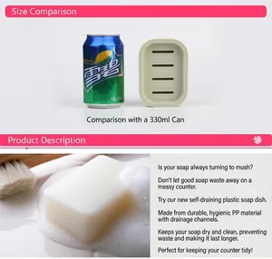 Boîte à savon japonaise à double couche avec plateau d'égouttage et comparatif de taille