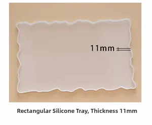 Macro shot of a 11mm thick wavy edge rectangular silicone mold for DIY resin tray making