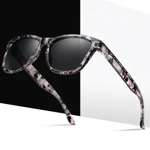 Stylish square tortoise shell polarized sunglasses with dark grey lenses for outdoors