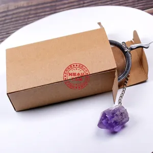 304 stainless steel tea infuser featuring a natural raw amethyst stone pendant in a gift box