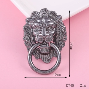 Detail of vintage lion head knocker pendant with 58mm height and 40mm width measurements