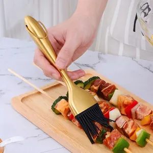 Pennello per olio in silicone alimentare con manico in acciaio inox per barbecue
