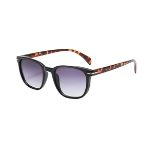 Lunettes de soleil carrées polarisées avec monture noire et branches à motif écaille