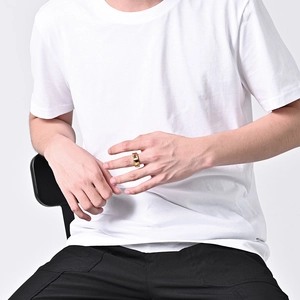 Classic gold plated stainless steel ring with geometric facets for men and women