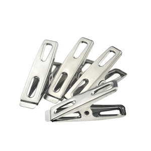 Flat stainless steel spring clips for laundry and drying, 5-piece silver metal set