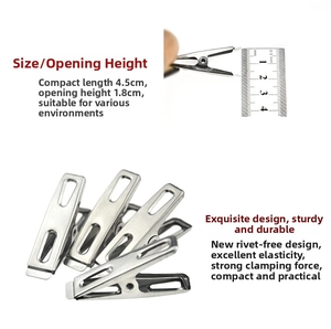 Detailed macro view of 4.5cm stainless steel clips with a 1.8cm wide opening design