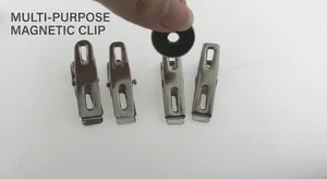 Detail showing set of four magnetic stainless steel flat clips with strong holding power