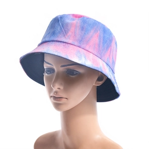 Colorful tie-dye corduroy bucket hat for women with a reversible vintage texture design