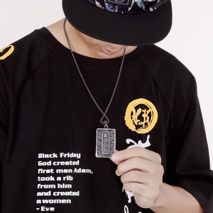 Collana con ciondolo Guan Yu vintage in acciaio inossidabile argento antico da uomo