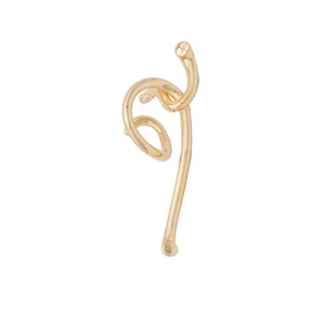 Minimalist gold irregular ear cuff with a polished twisted linear structure and smooth mirror finish