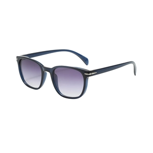 Lunettes de soleil carrées polarisées avec monture bleue translucide et verres dégradés