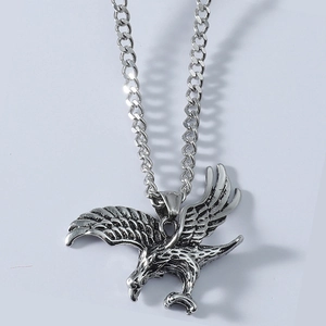 Eagle Pendant Necklace Stainless Steel Spreading Wings Retro Gothic Jewelry For Men With Cuban Chain