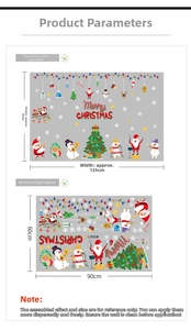 Detail view of Merry Christmas wall sticker set with layout and final dimensions