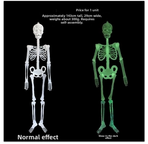 Glow-in-the-dark skeleton hanging decoration, 143cm height and 29cm width, DIY assembly