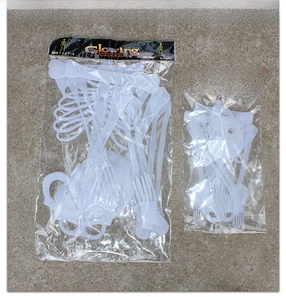 Luminous Halloween skeleton decorations in 1.5m and 90cm sizes for spooky party displays