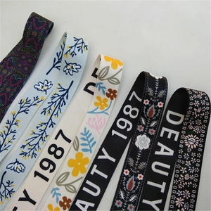 Adjustable crossbody shoulder strap replacement with floral and geometric patterns