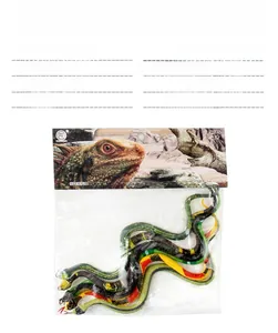 Detailed view of realistic snake model set with various colorful plastic reptile toys