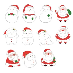 Set of 11 cute Christmas stickers featuring assorted snowmen and Santa Claus figures