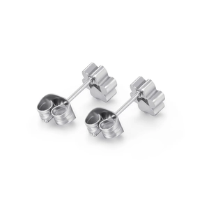 Boucles d'oreilles minimalistes en acier inoxydable argenté motif patte pour femme