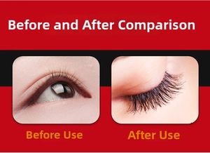 Comparaison avant-après montrant le volume et la longueur des faux cils 3D en fibres