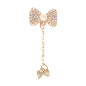 Golden bow pendant with pearls and rhinestones for DIY phone case jewelry accessories